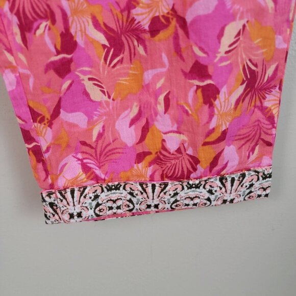 NEW Sundance PM Leia Pink Cropped Floral Lightweight Cuffed Pull Up Ankle Pants - Picture 6 of 9